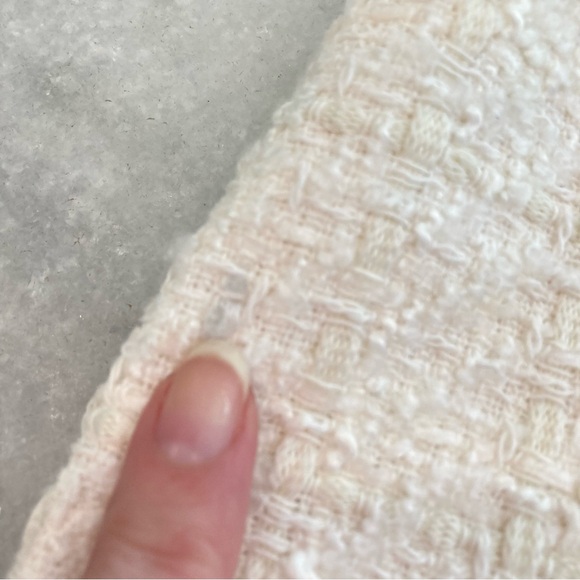 ZARA Ivory White Cream Silver Tweed Fringe Pearl Button Mini Skirt - Picture 7 of 9